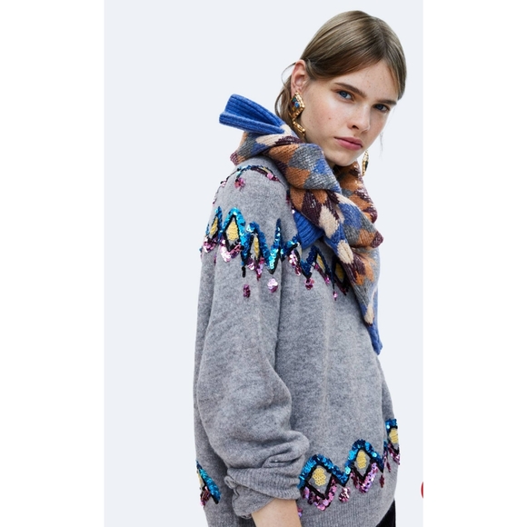 Zara sequin embellished sweater - Picture 1 of 17
